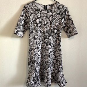 Express Mini dress black and white flared hem